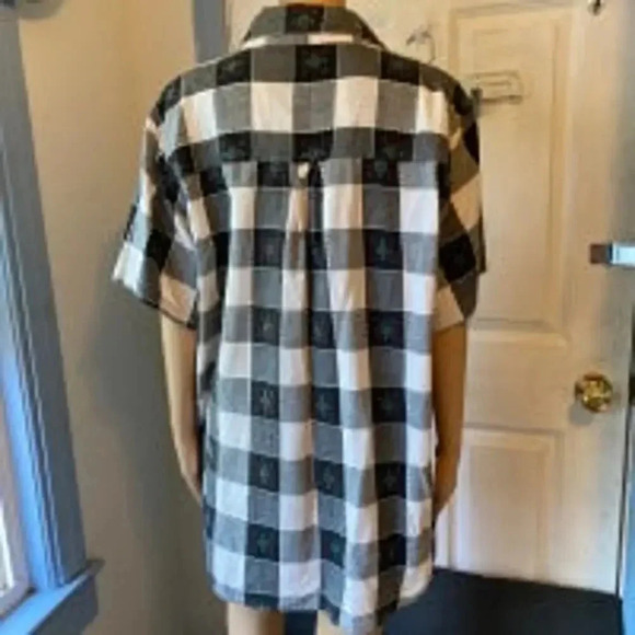 Y2K Fashion Bug Cotton Plaid Floral Embroidery Button Up Shir Women Plus 20W - Picture 4 of 5